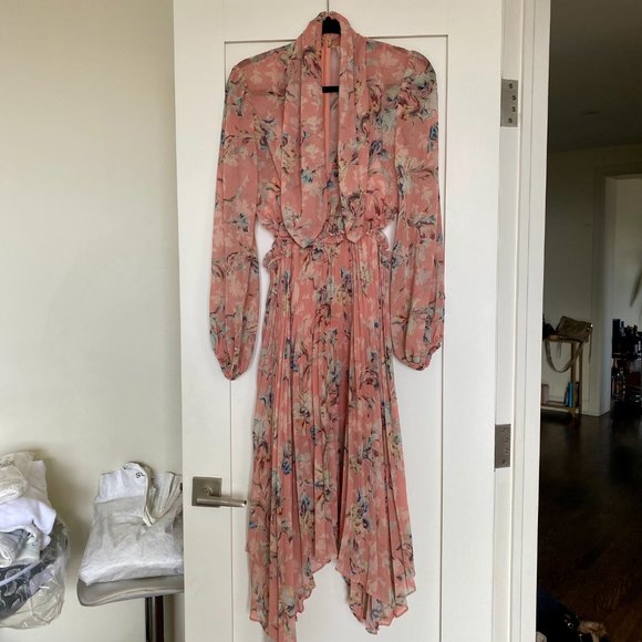 Keepsake The Label Women's Unravel Long Sleeve Tie Neck Pleated Midi Dress - Picture 1 of 8